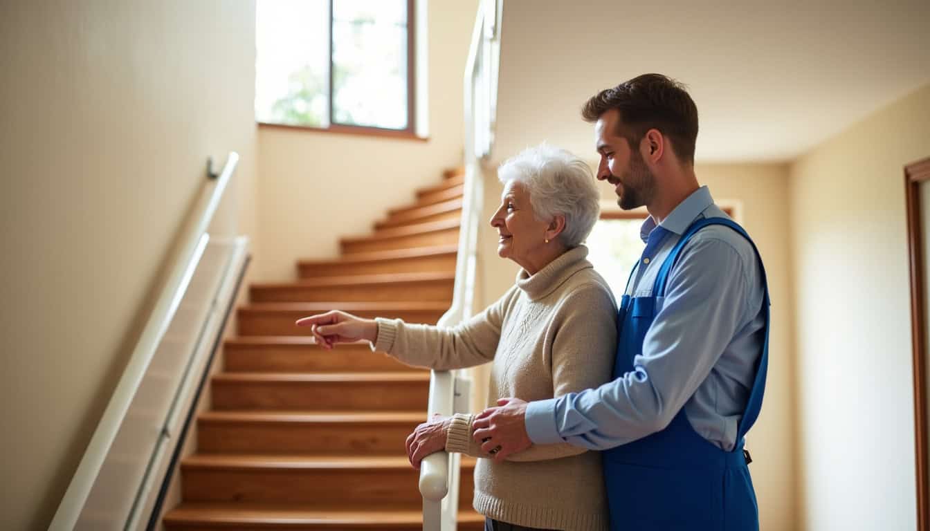 Technicien accompagnant un client lors d