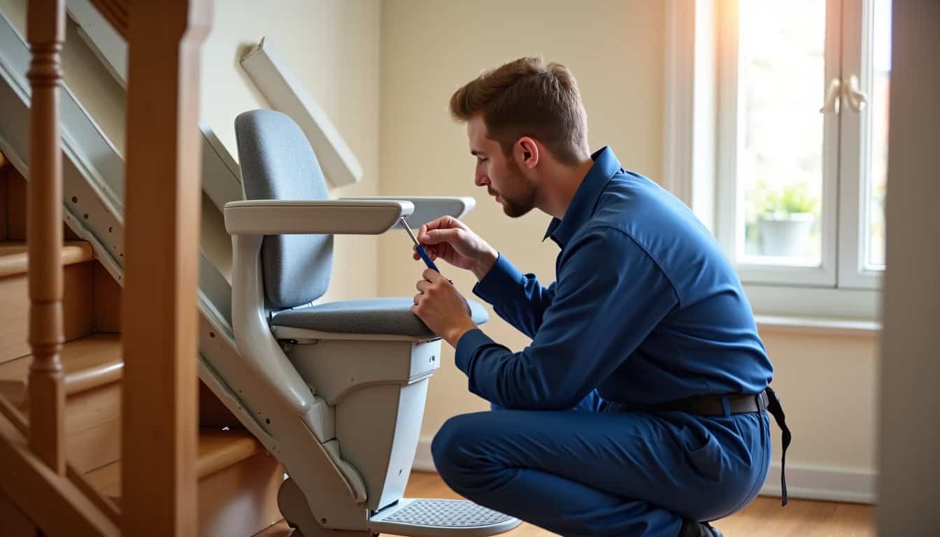 Technicien en maintenance sur un monte-escalier à Plescop