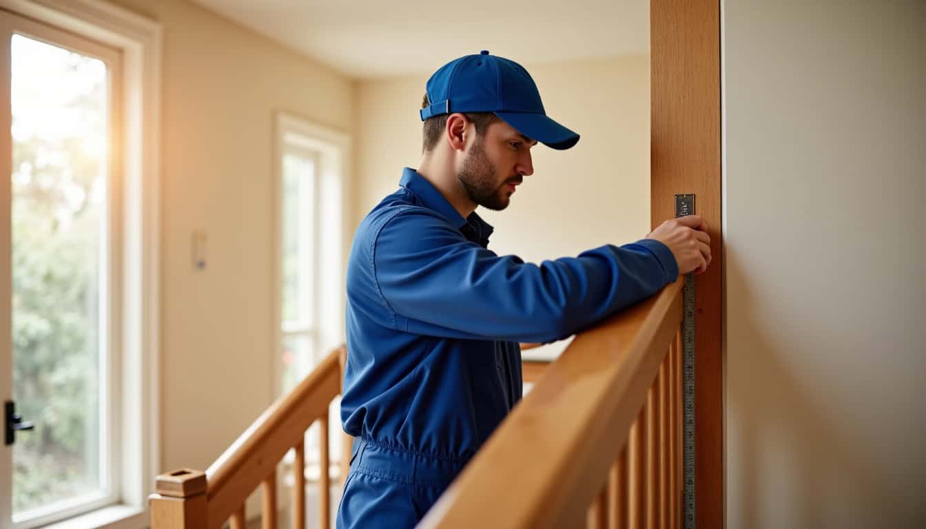 Technicien en train de mesurer un escalier lors d