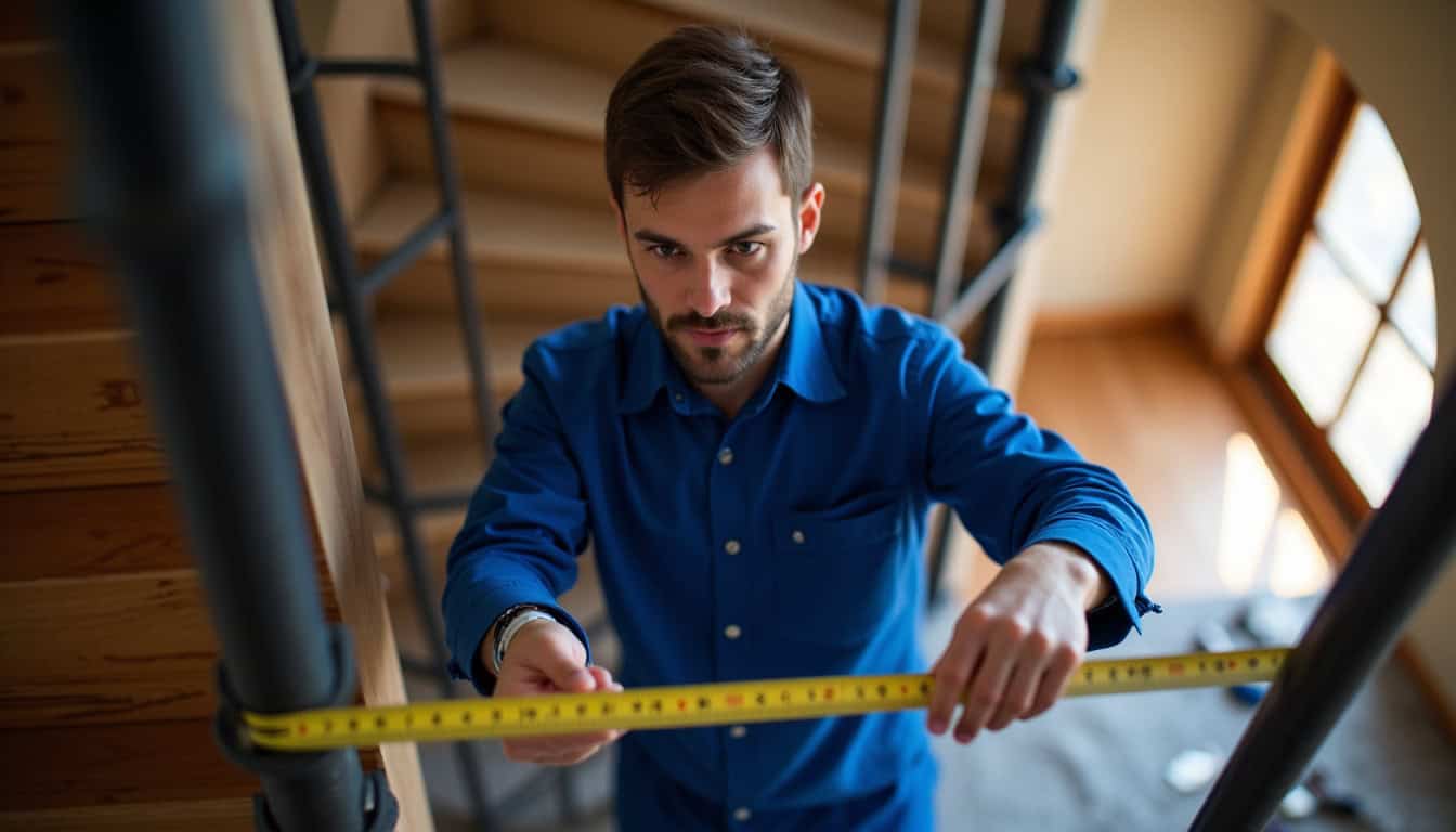 Technicien en train de mesurer un escalier pour l
