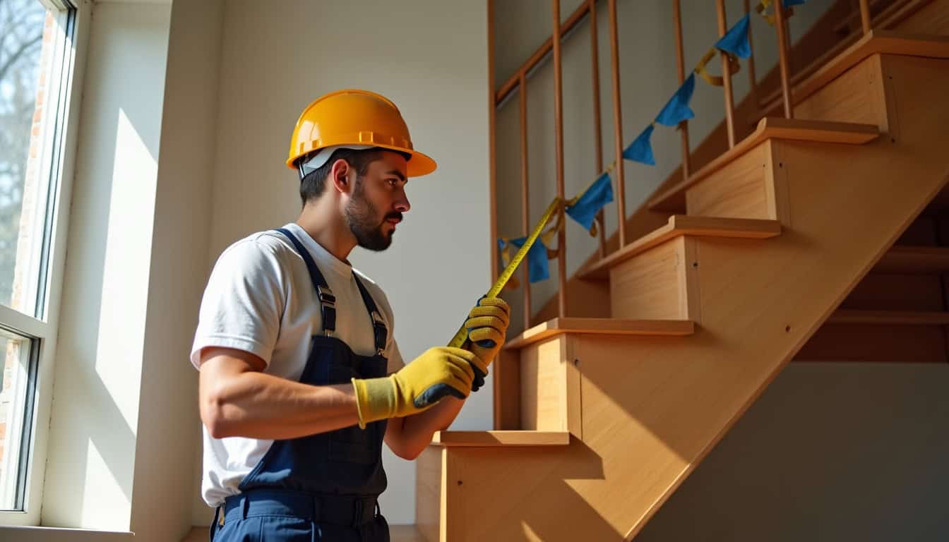 Technicien en train de mesurer un escalier pour l