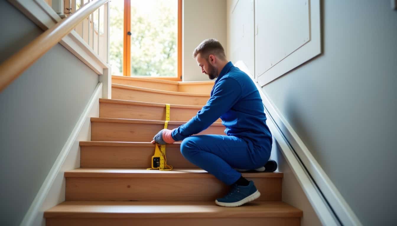 Technicien en train de mesurer un escalier pour l