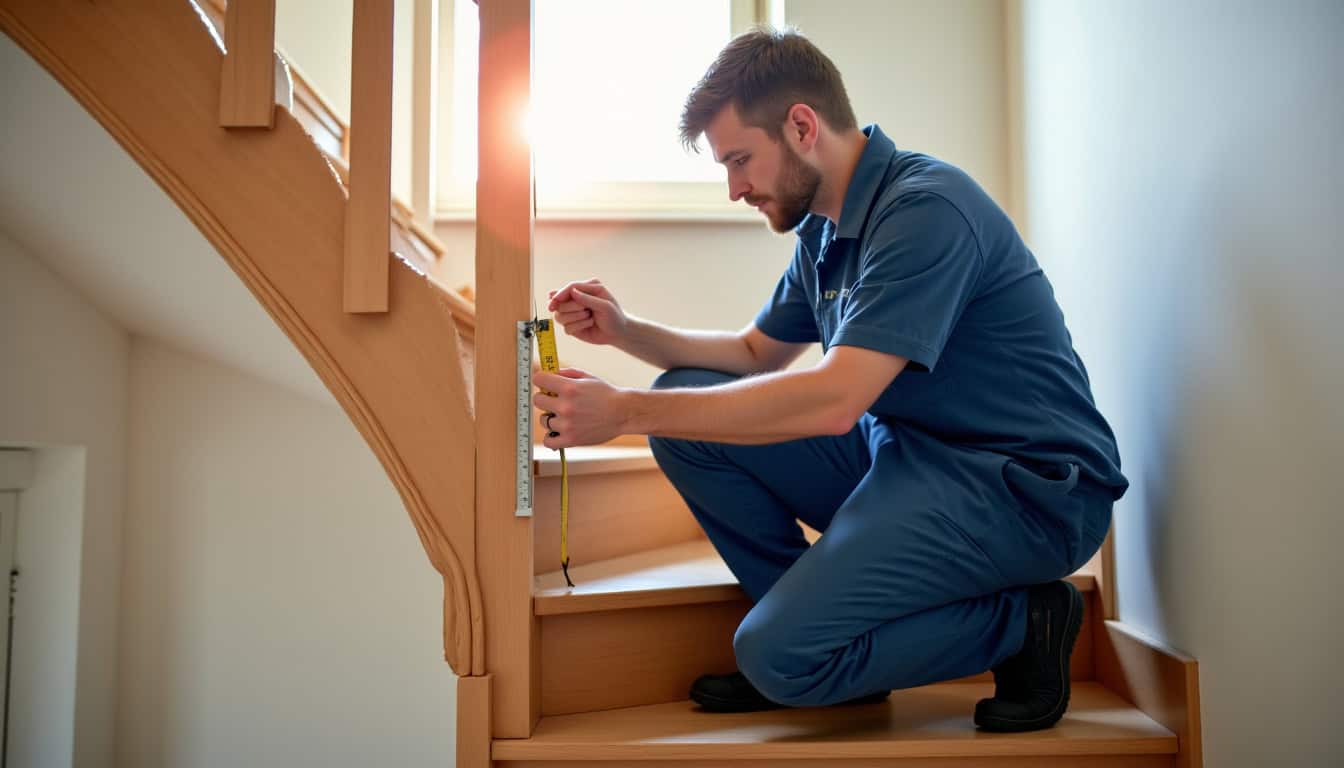 Technicien en train de mesurer un escalier pour l