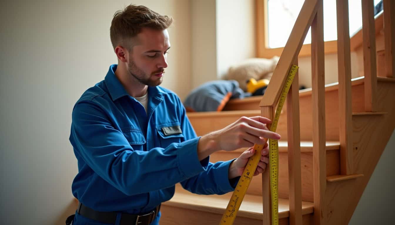 Technicien en train de mesurer un escalier pour l