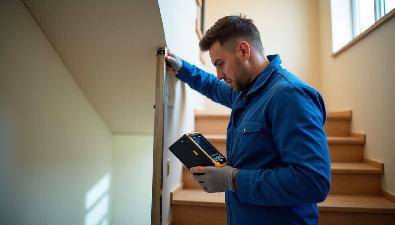 Technicien en train de prendre les mesures d