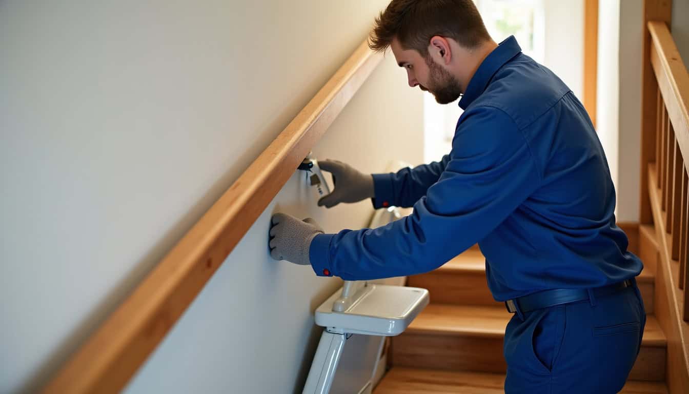 Technicien en train de procéder à la pose d