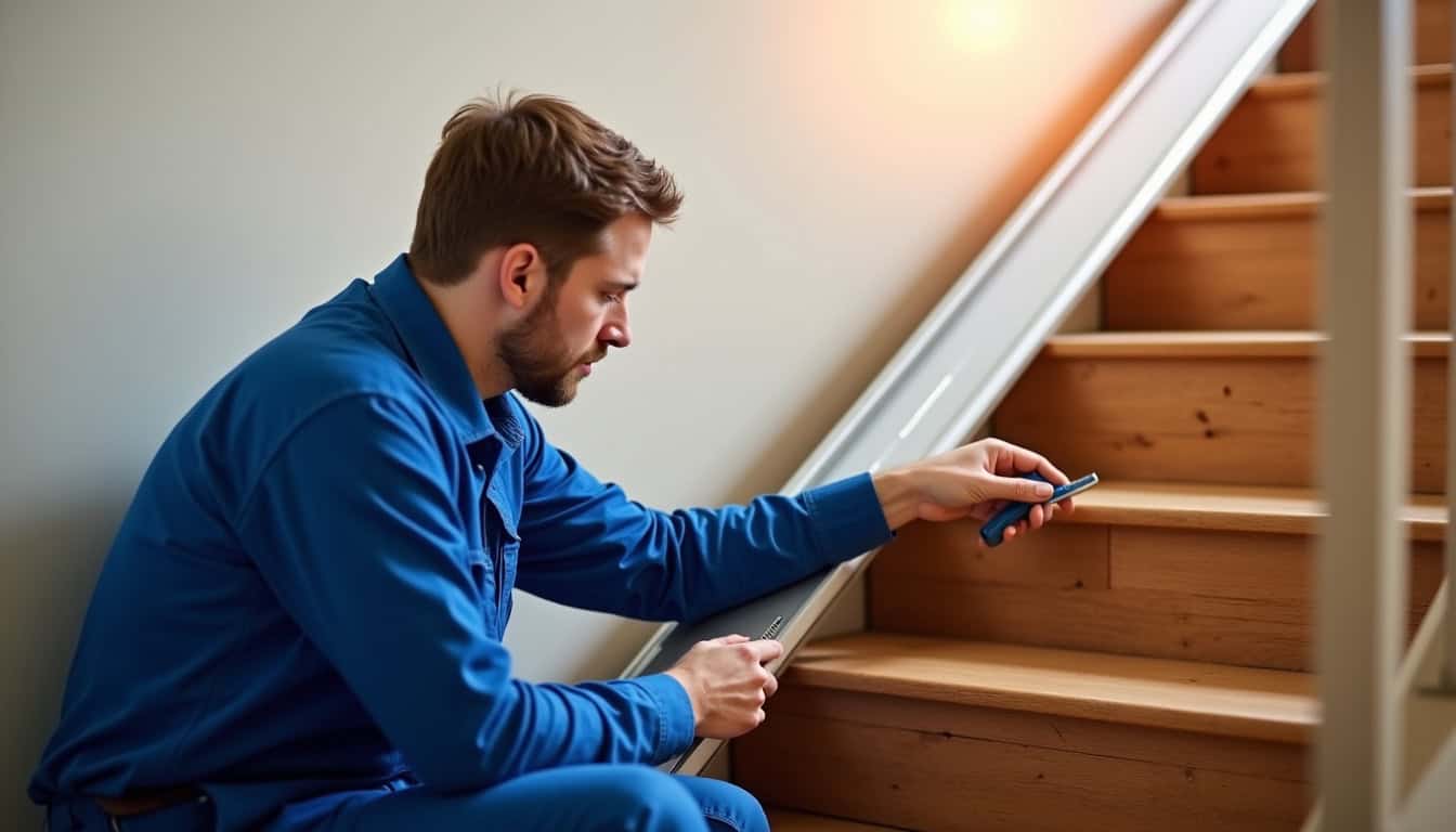 Technicien en train de vérifier un monte-escalier à Pessac