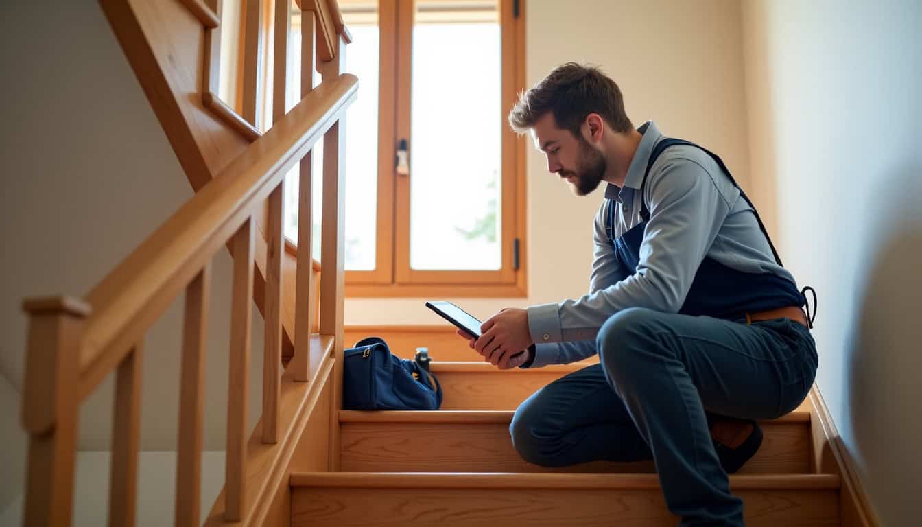 Technicien en train d’effectuer un diagnostic à domicile à Évin-Malmaison