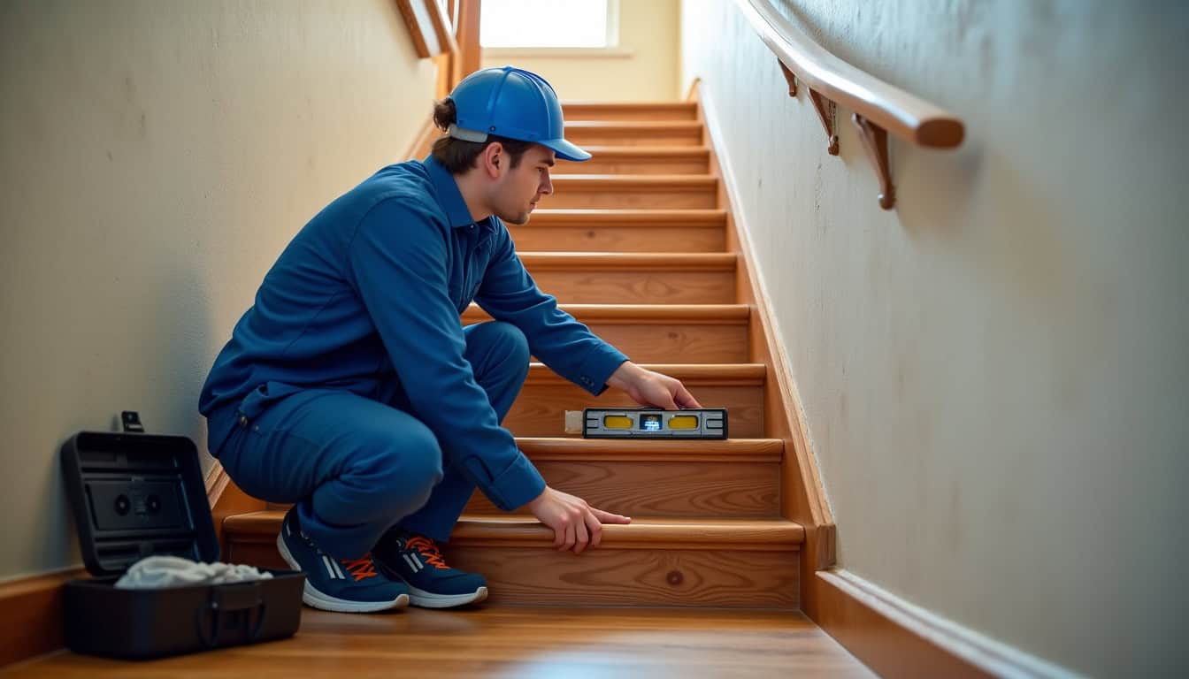 Technicien en train d’effectuer un diagnostic pour un monte-escalier à Villenave-d’Ornon