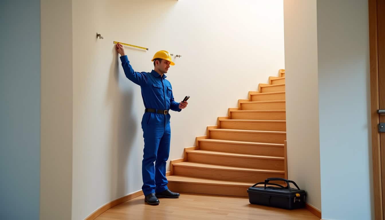 Technicien en train d’évaluer un escalier pour une installation à Savenay