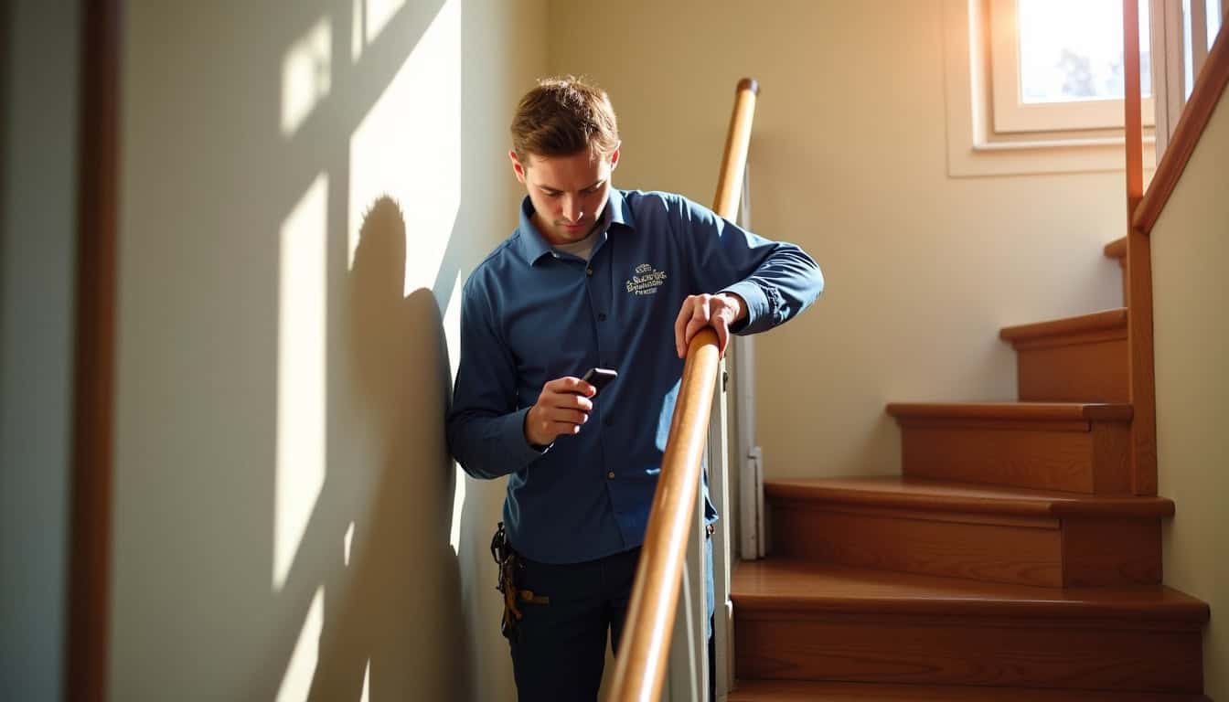 Technicien en train d’installer un monte-escalier à Pommeuse