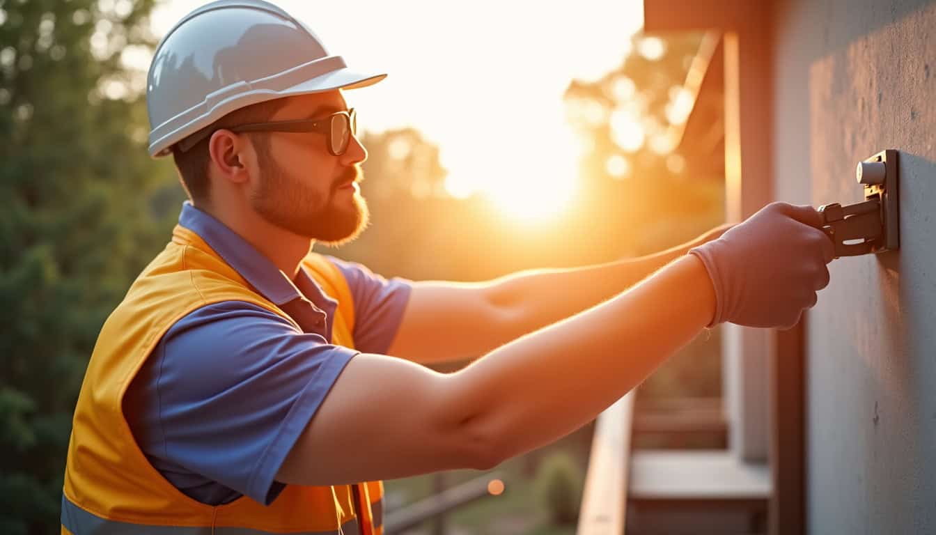 Technicien en train d’installer un monte-escalier à Sausset-les-Pins