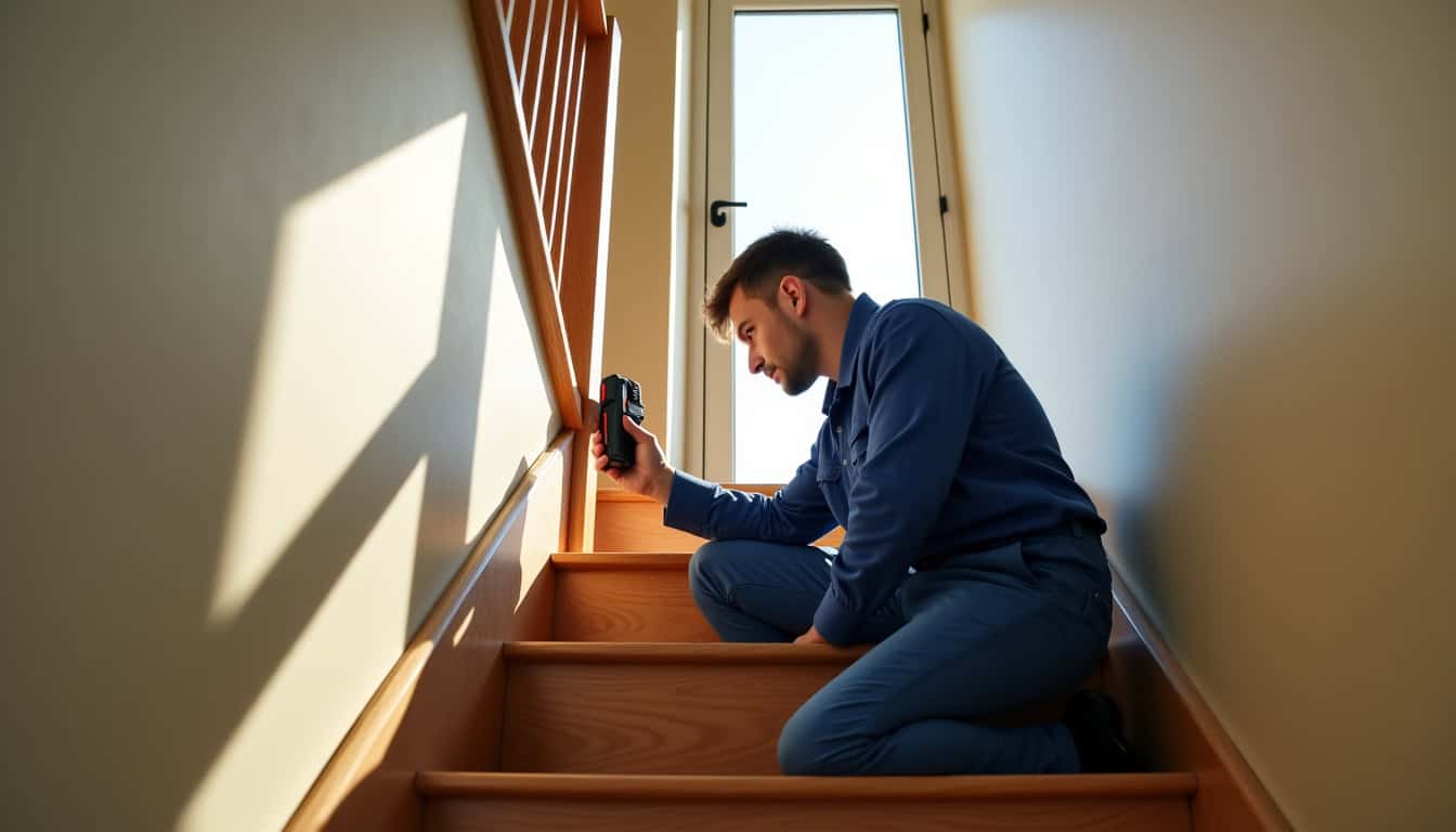 Technicien prenant les mesures d