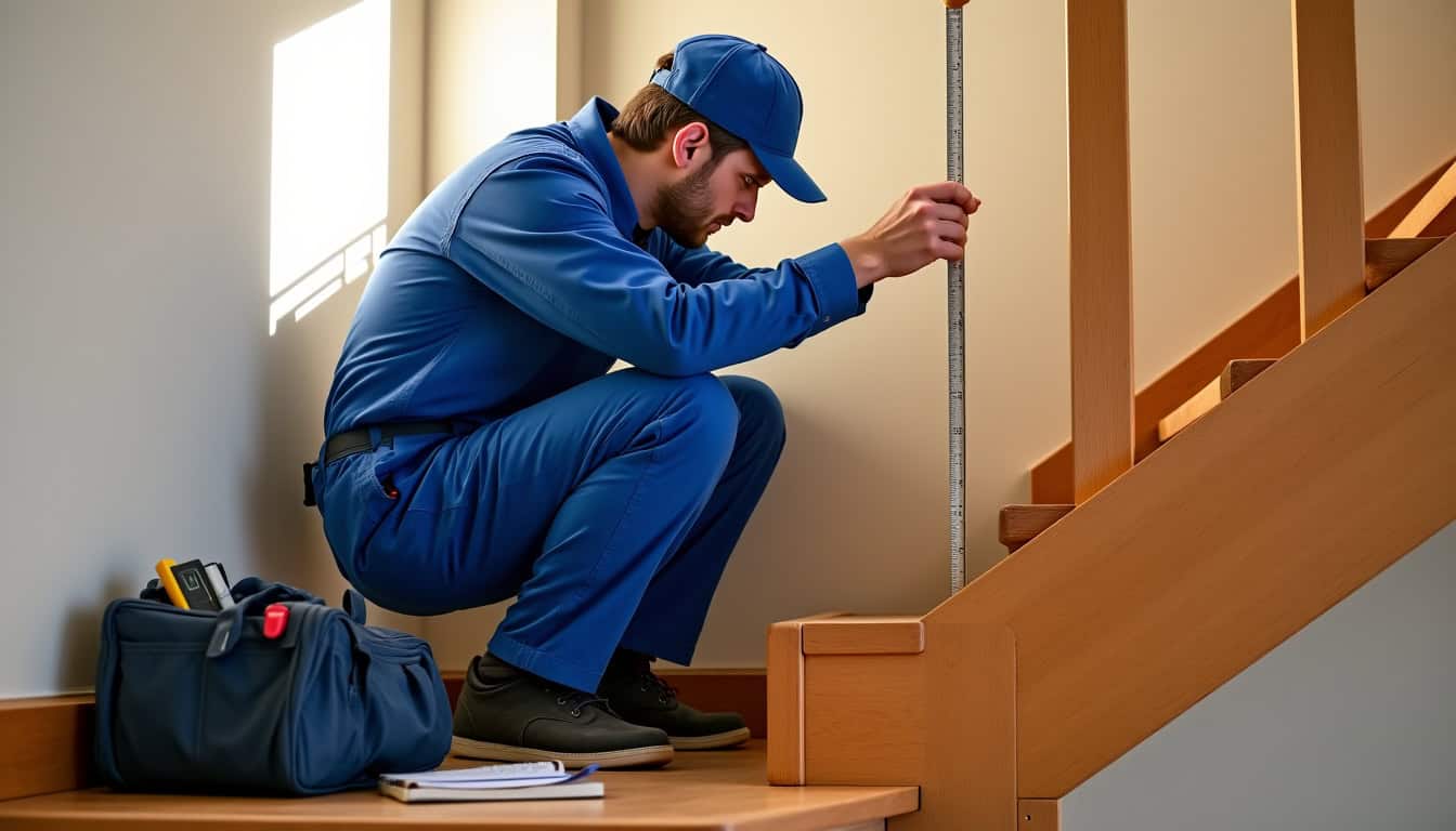 Technicien prenant les mesures d