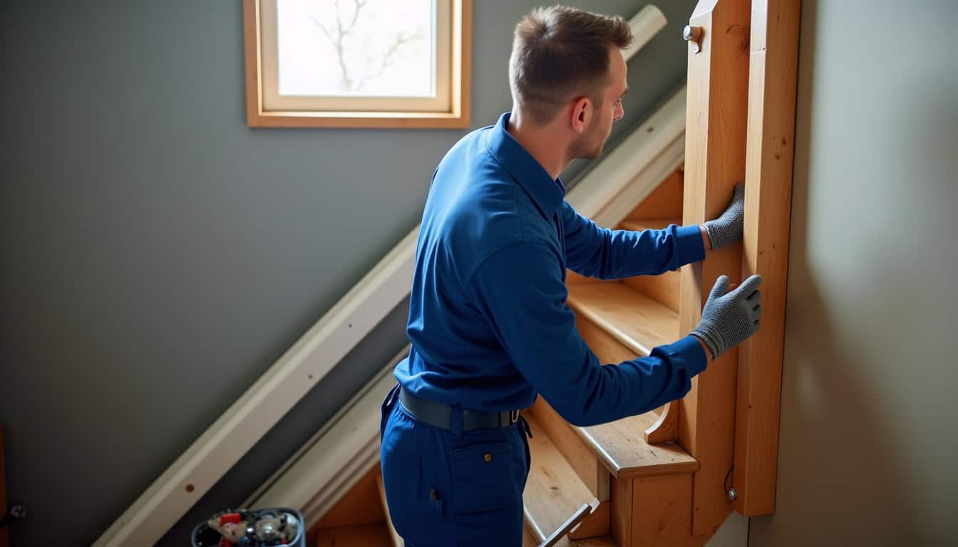 Technicien professionnel installant un monte-escalier à Confrançon