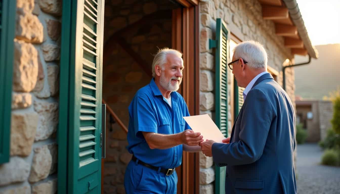 Technicien remettant un devis pour l