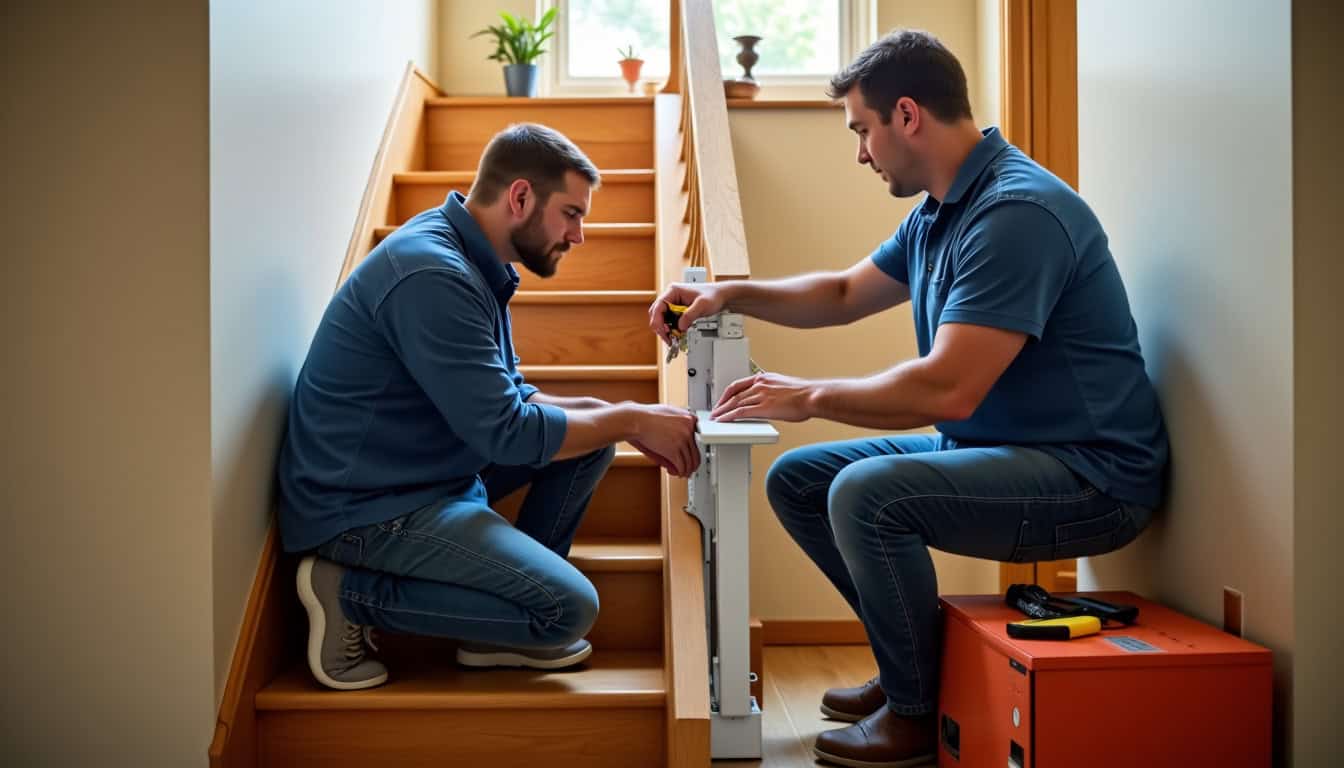 Techniciens en train d