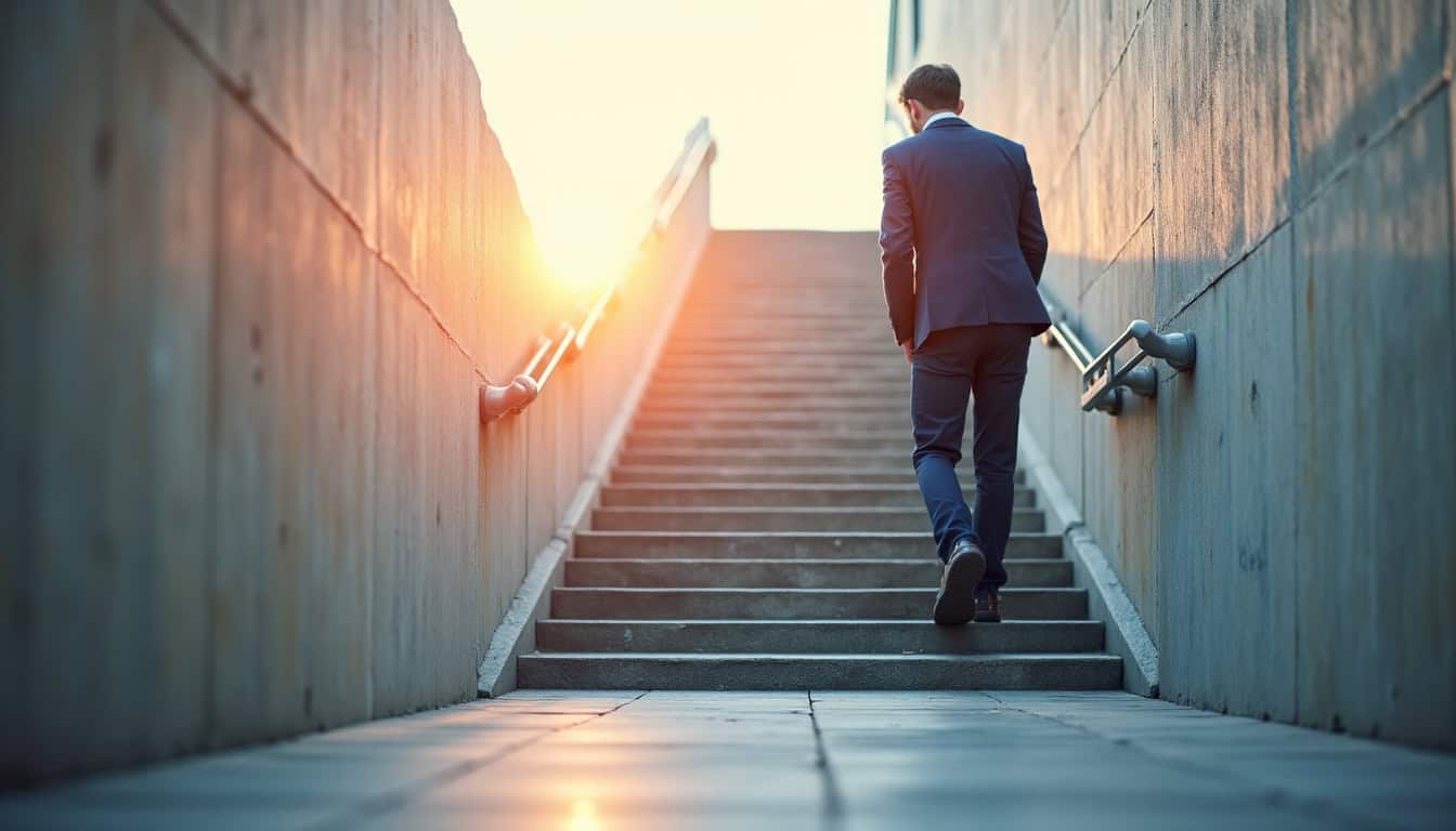 Un technicien en train de mesurer un escalier à Saïx pour établir un devis personnalisé pour un monte-escalier