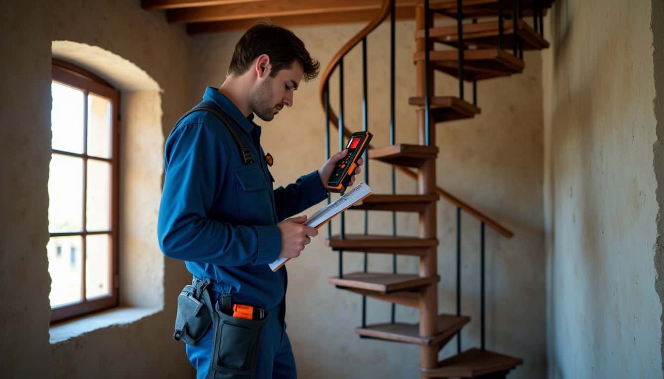 Un technicien en train de prendre les mesures d