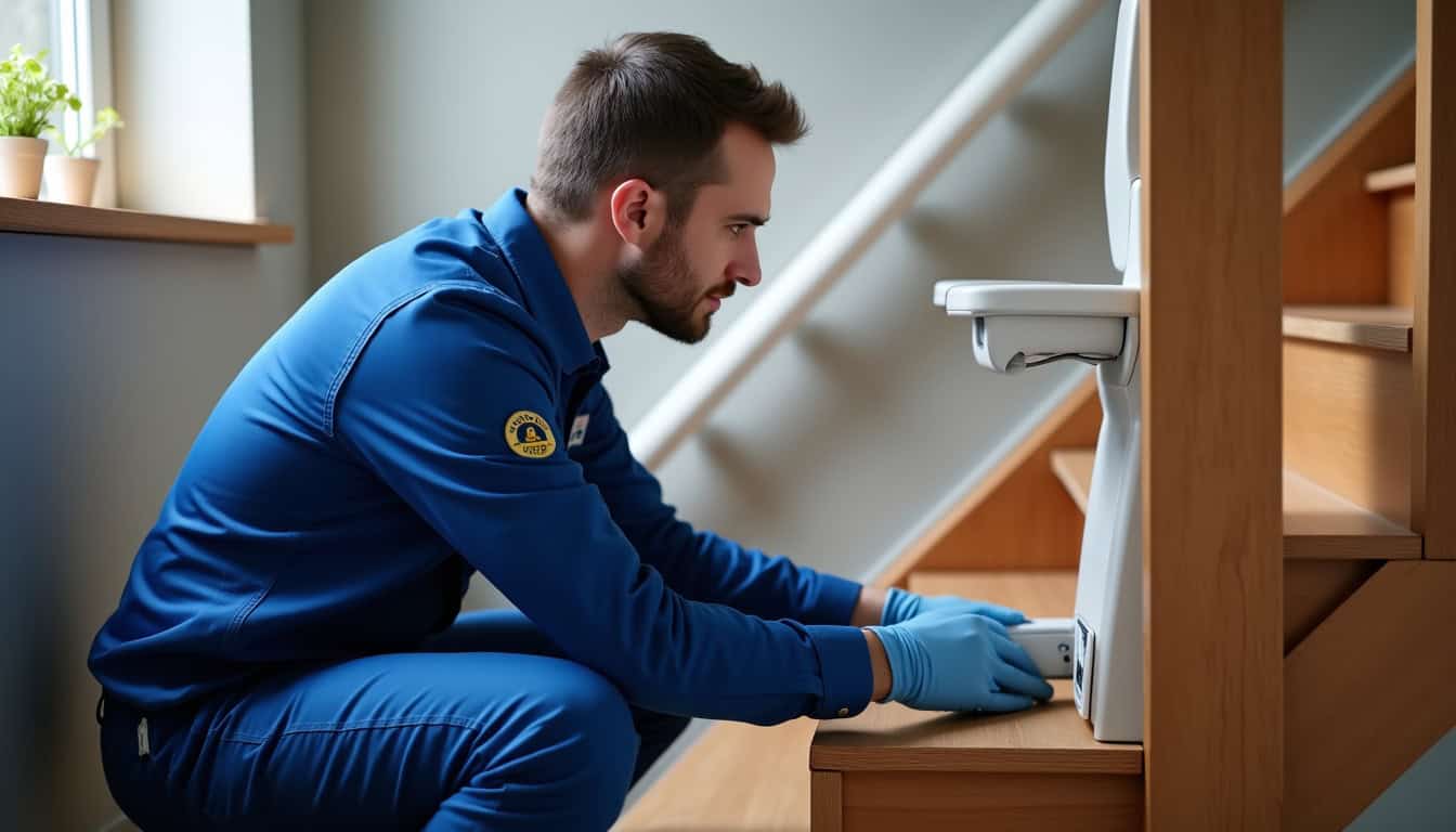 Un technicien en uniforme vérifie le fonctionnement d