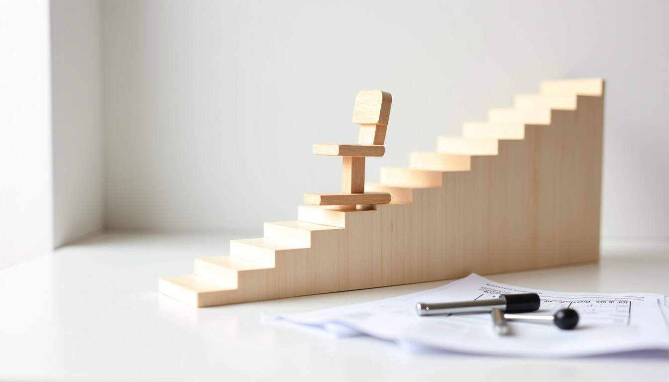 Vue schématique du fonctionnement d’un monte-escalier dans un escalier tournant
