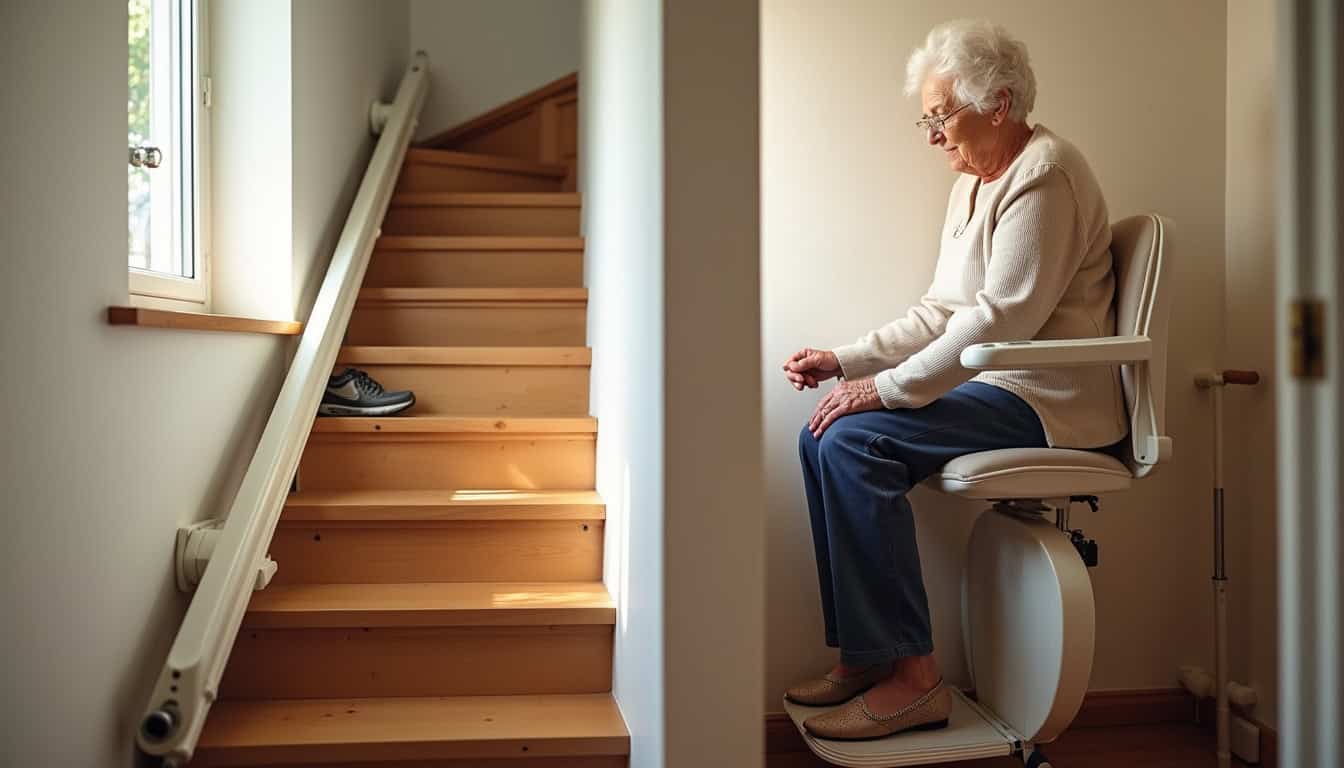 Comparaison avant et après installation d’un monte-escalier à Batz-sur-Mer