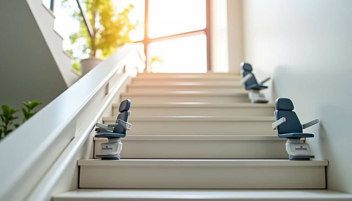 Comparaison de modèles de monte-escaliers des marques Stannah, Thyssenkrupp et Handicare