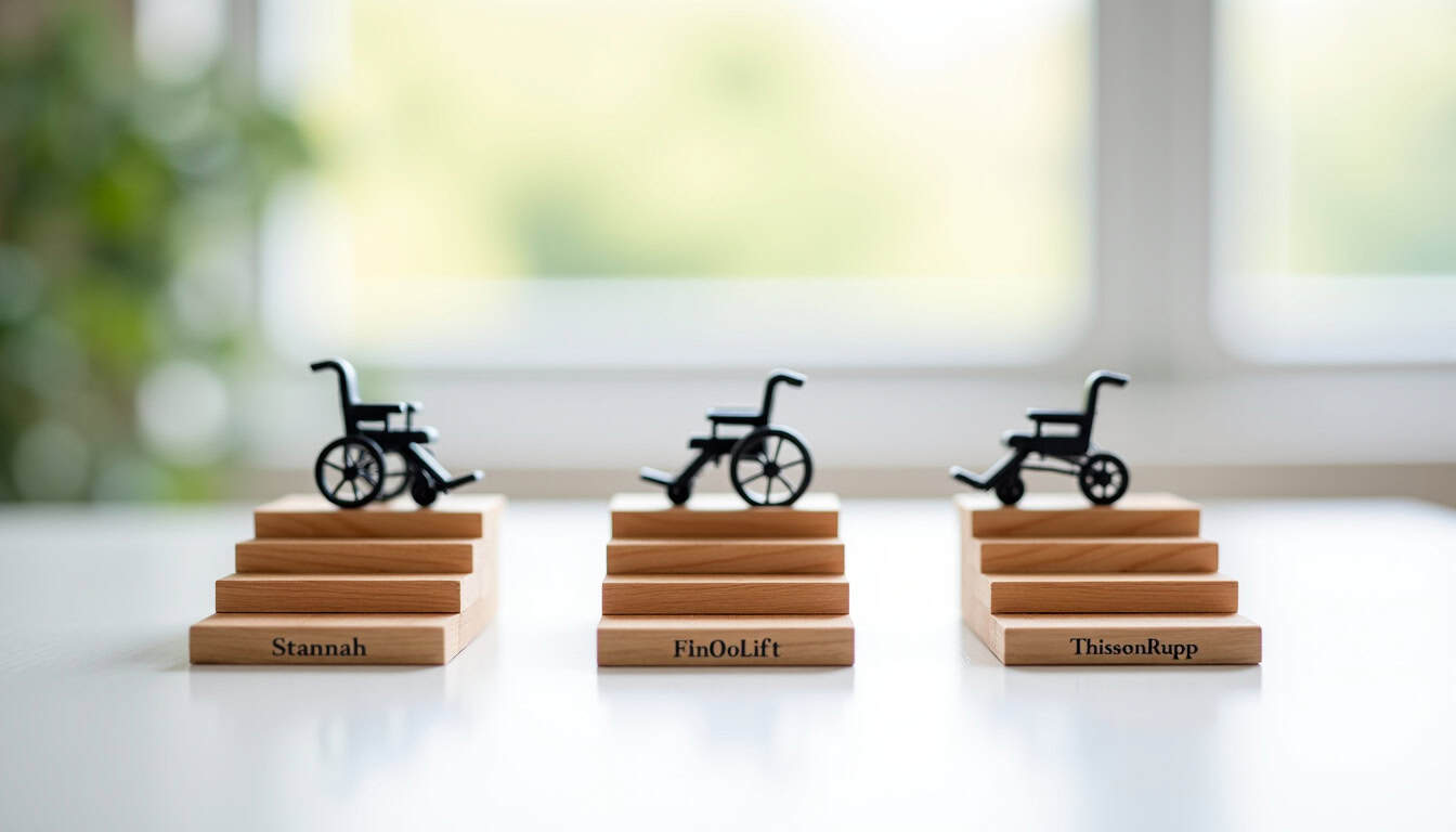 Comparaison de monte-escaliers Stannah, Otolift et Thyssenkrupp installés à Génelard