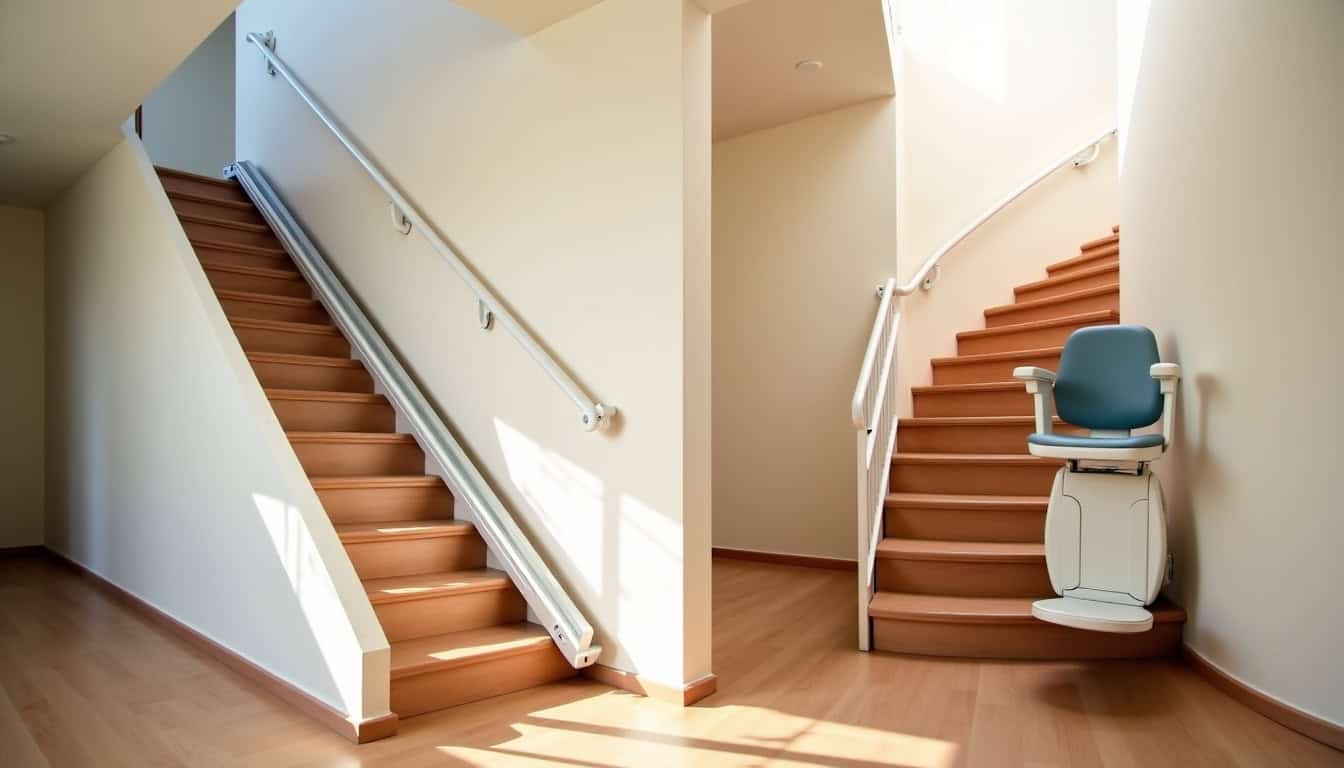 Comparaison entre un monte-escalier droit et un modèle courbe installé dans des foyers à Castres