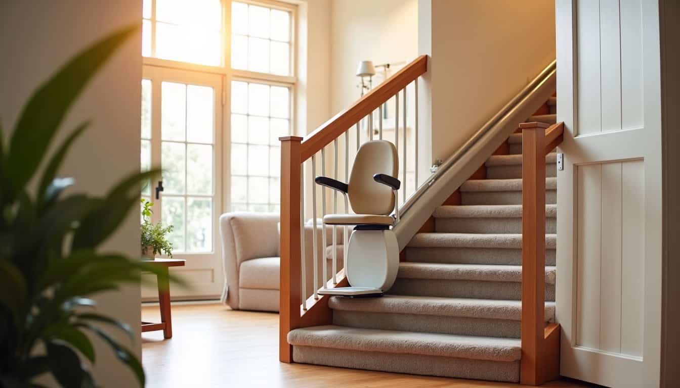 Comparaison visuelle de différents modèles de monte-escaliers dans des intérieurs de maisons