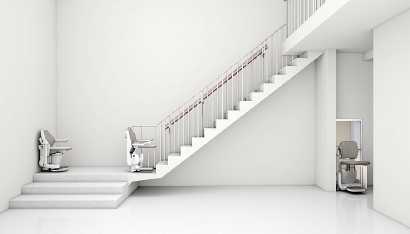 Comparaison visuelle des différents types de monte-escalier: droit, tournant, extérieur et plateforme élévatrice