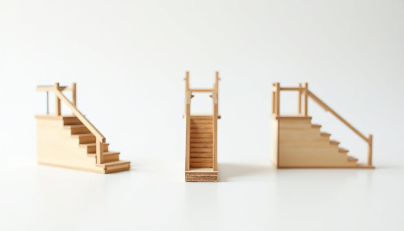 Comparaison visuelle entre un monte-escalier, un mini-ascenseur et une rampe d