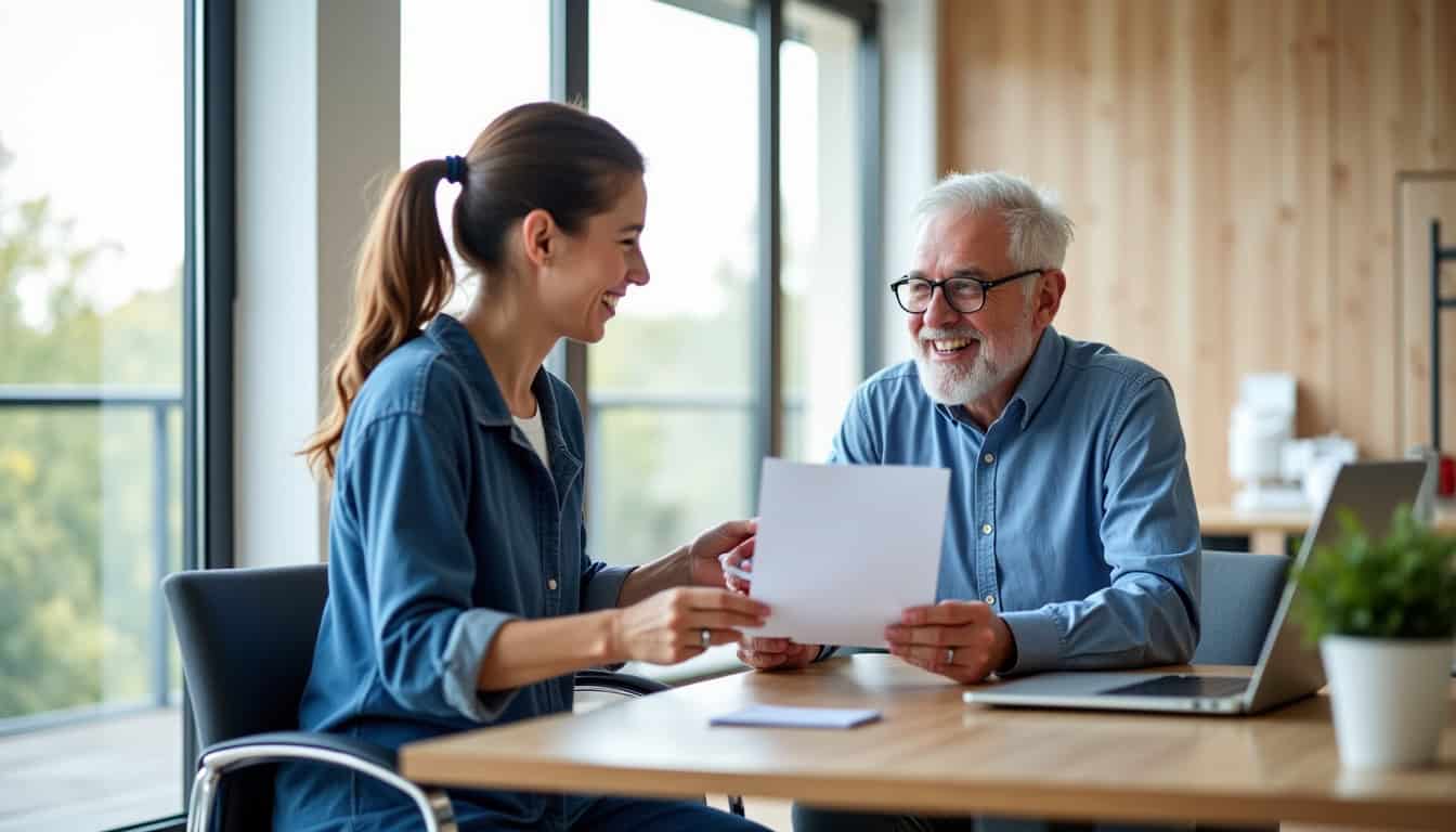 Conseiller remettant un devis gratuit pour l