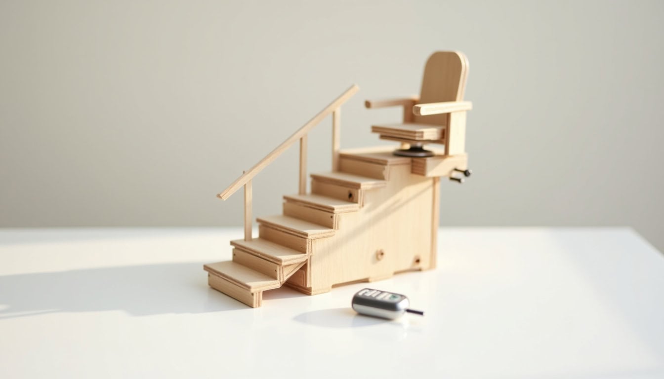 Détails des options de confort sur un monte-escalier: repose-pieds, pivot, télécommande