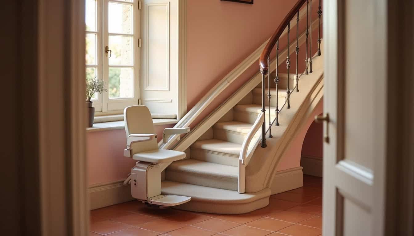 Devis personnalisé pour un monte-escalier en Haute-Garonne, sur fond de maison toulousaine