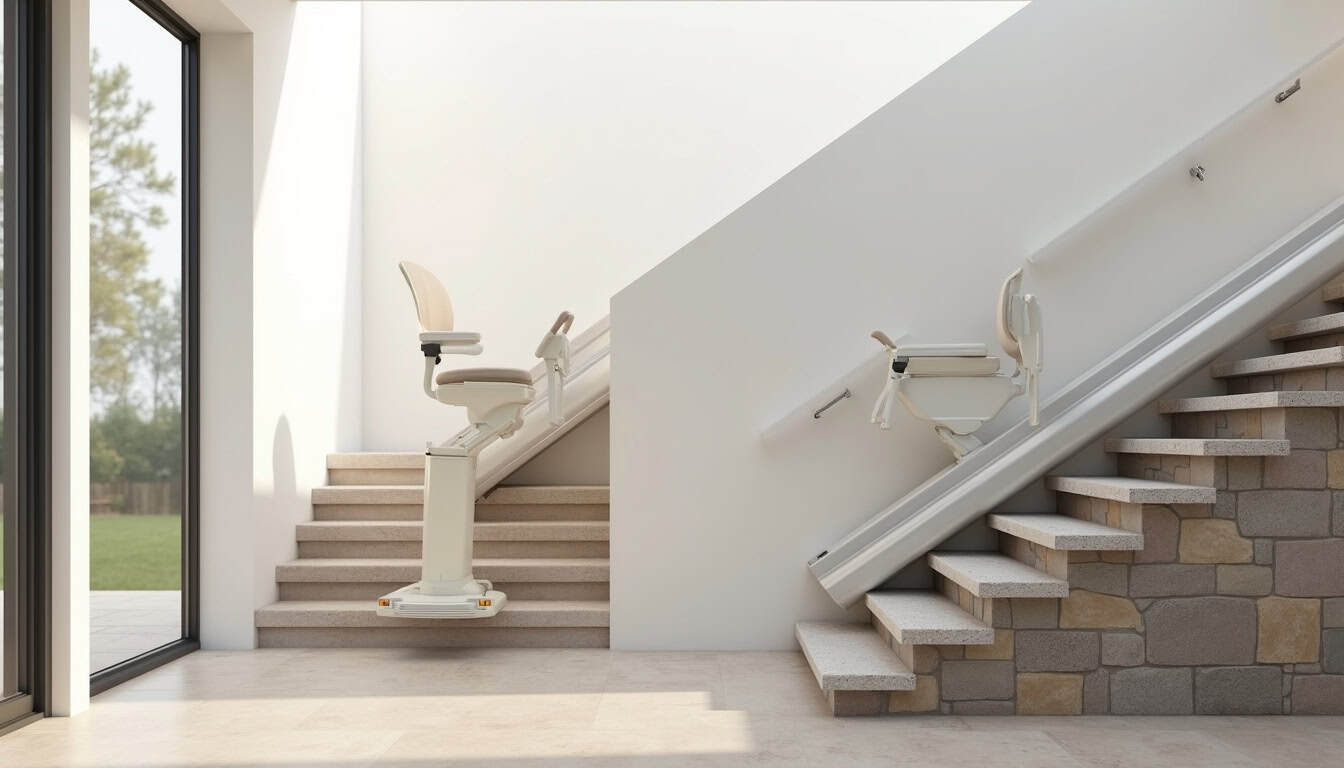 Différents modèles de monte-escalier: droit, tournant et extérieur