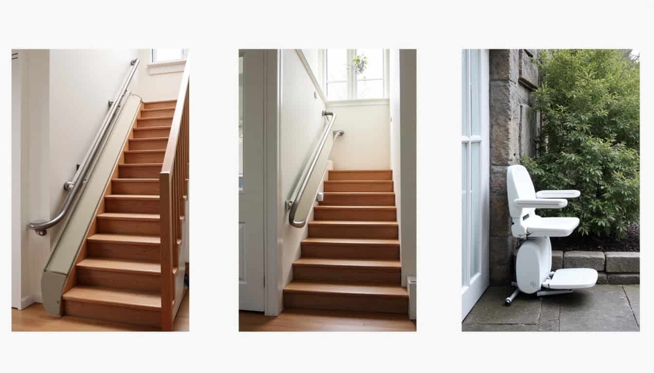 Différents modèles de monte-escaliers installés à Bressuire: droit, tournant, extérieur