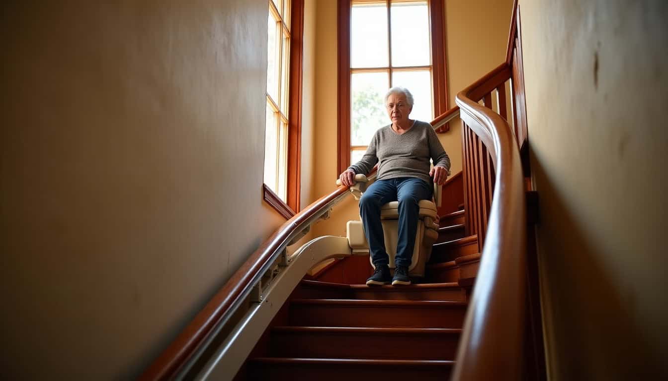 Différents modèles de monte-escaliers installés dans des maisons anciennes de Vichy