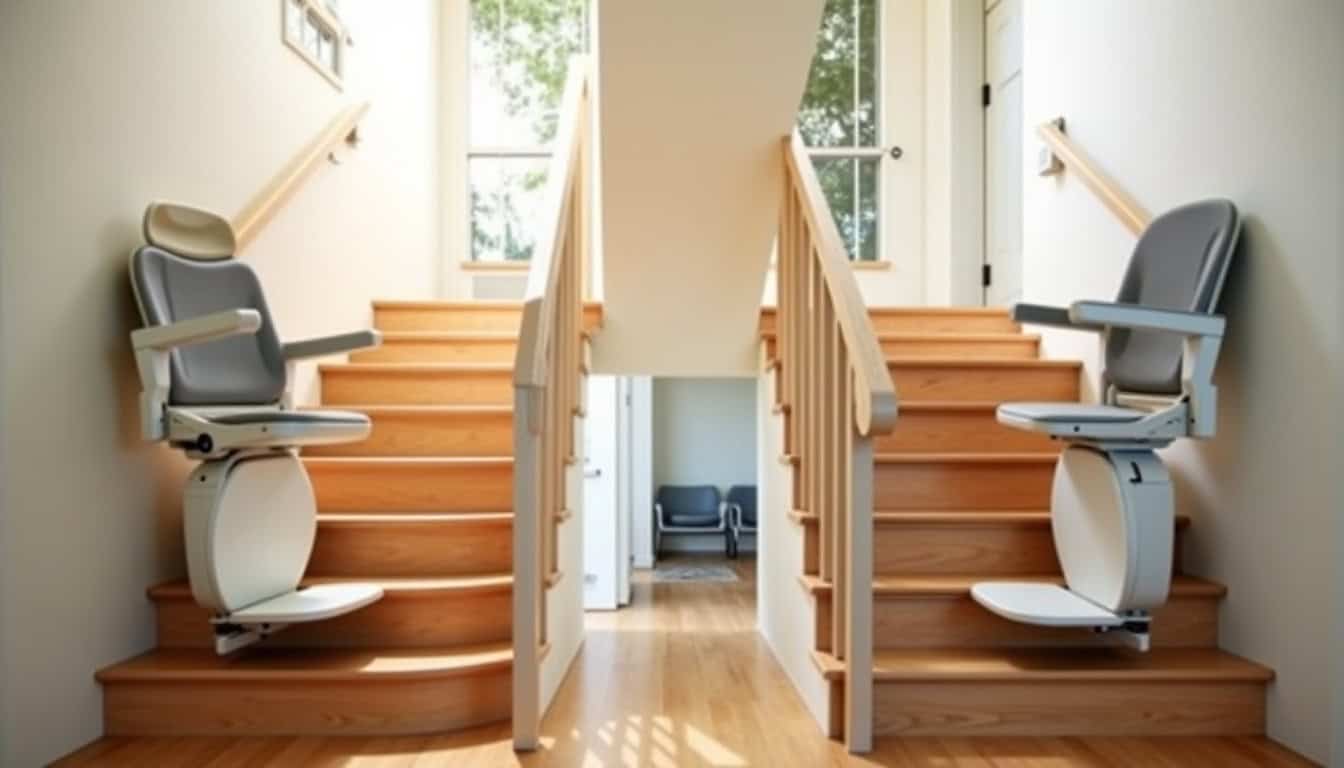 Différents modèles de monte-escaliers installés dans un habitat pavillonnaire à Saint-Augustin