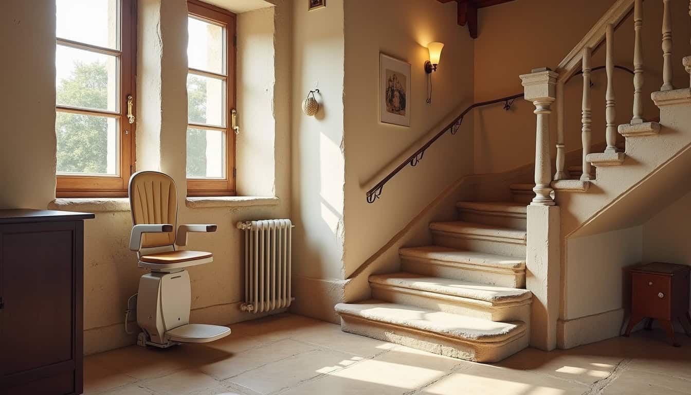 Différents types de monte-escalier installés dans une maison typique de Mercuès