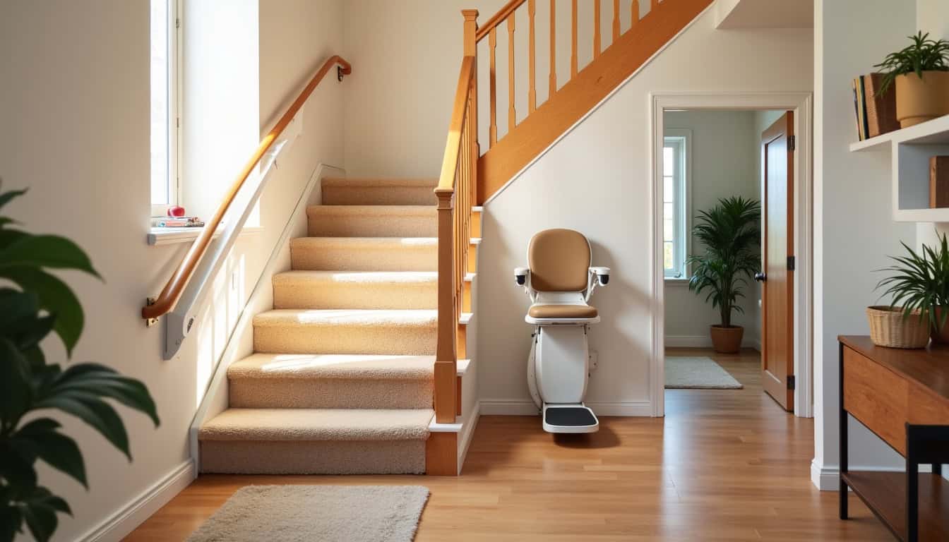 Différents types de monte-escaliers: droit, courbe et plateforme élévatrice en situation réelle