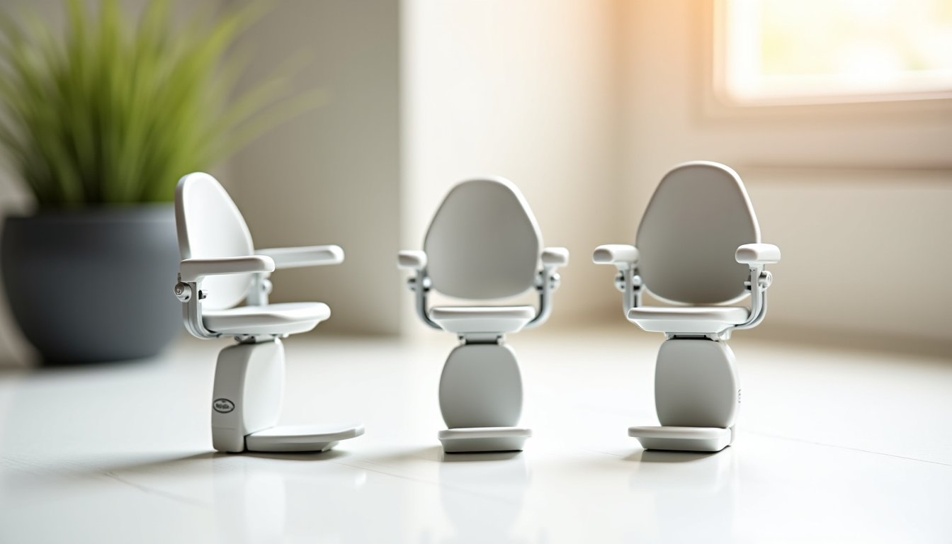 Différents types de monte-escaliers installés dans des foyers à Saint-Sulpice-sur-Risle: droit, tournant et extérieur