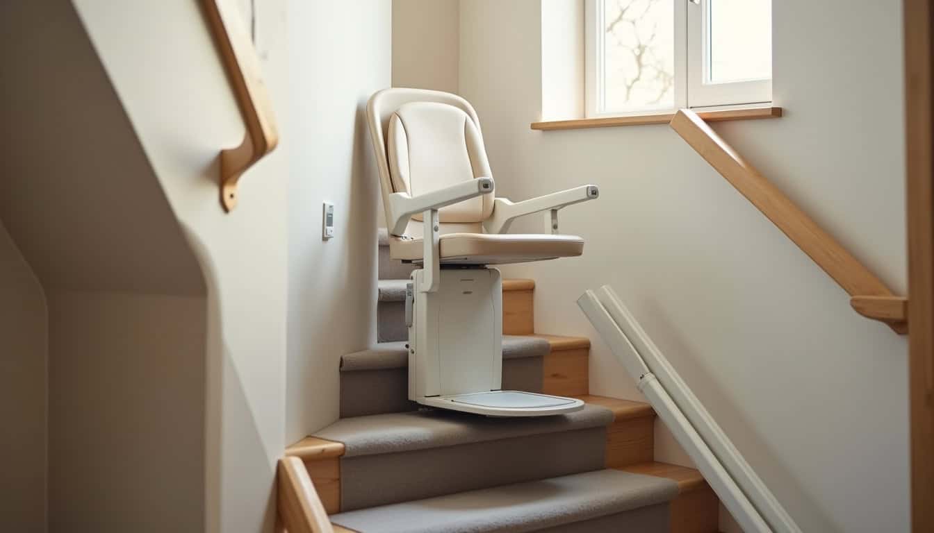 Différents types de monte-escaliers installés dans un domicile à Saint-Méloir-des-Ondes
