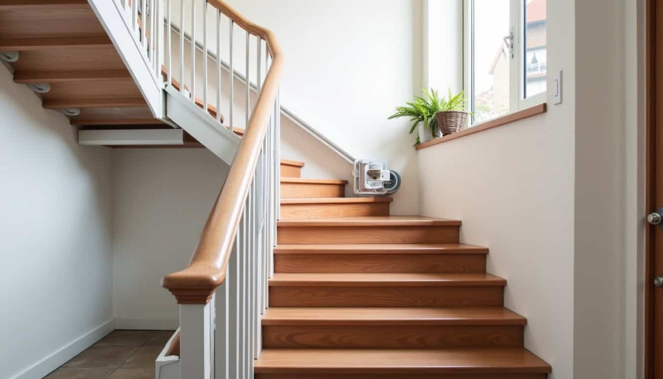 Différents types de monte-escaliers installés dans un escalier à Espelette