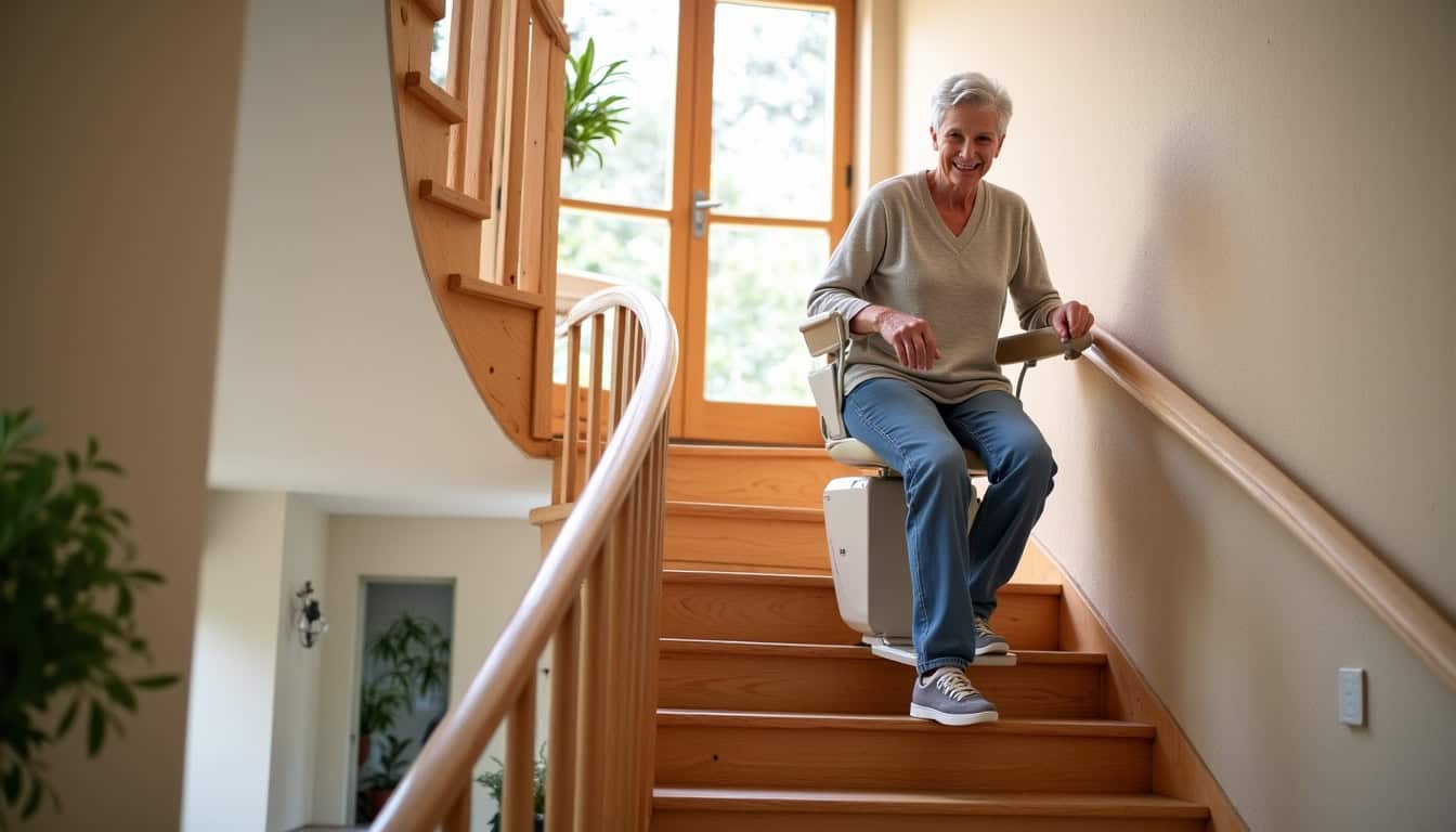 Différents types de monte-escaliers installés dans une maison à Lion-sur-Mer