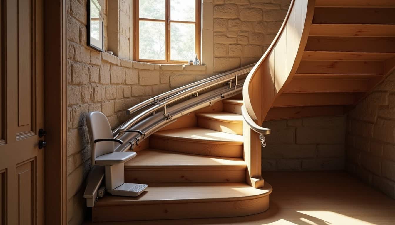 Différents types de monte-escaliers installés dans une maison ancienne à Doué-en-Anjou