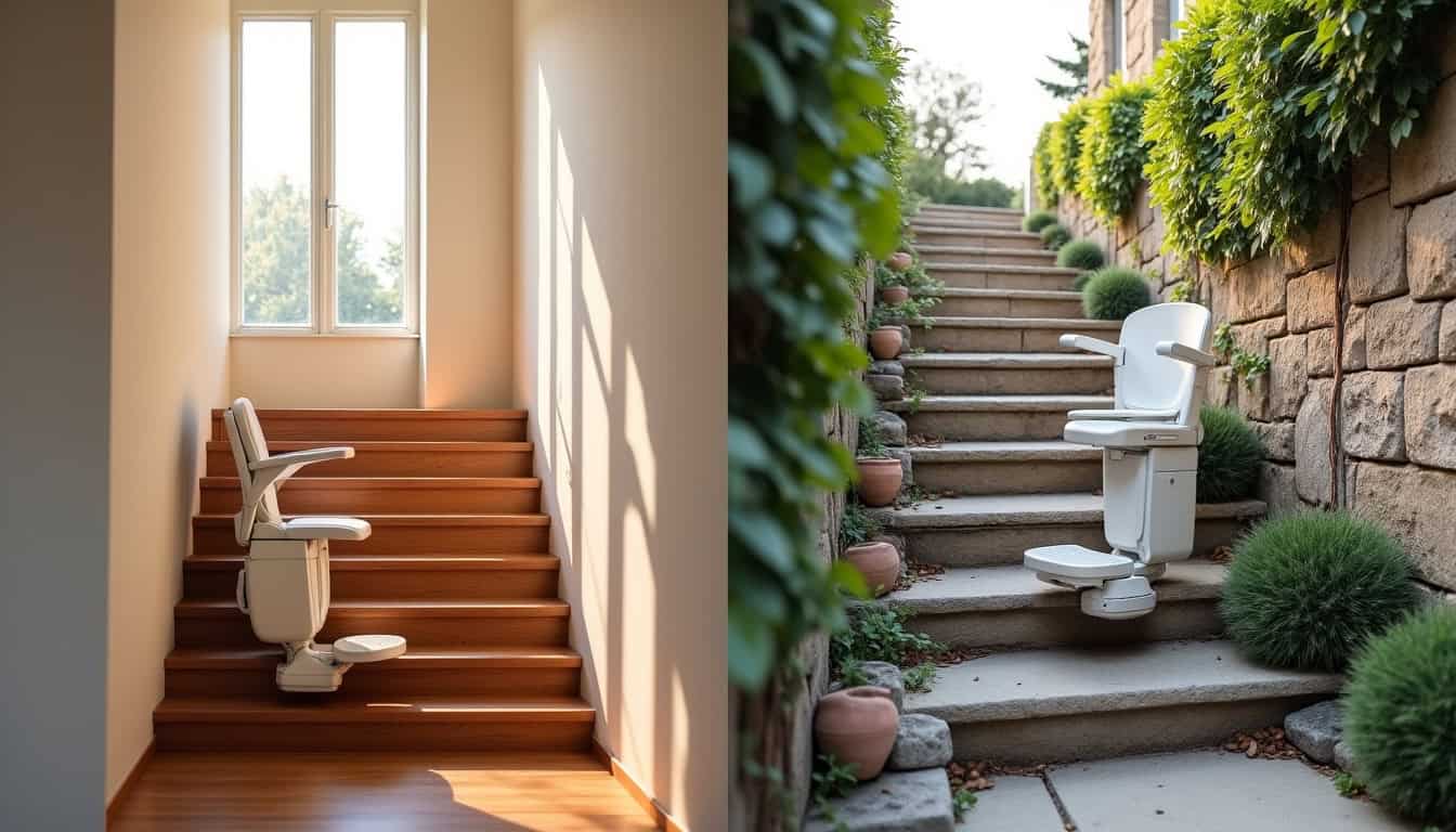 Différents types de monte-escaliers installés en intérieur et en extérieur à Montceau-les-Mines