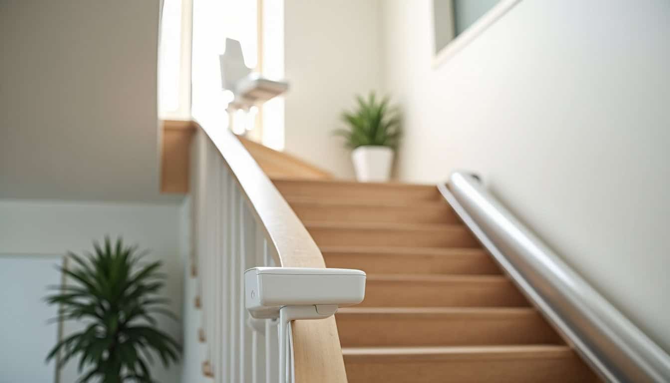 Différents types de monte-escaliers installés sur escalier droit et courbe