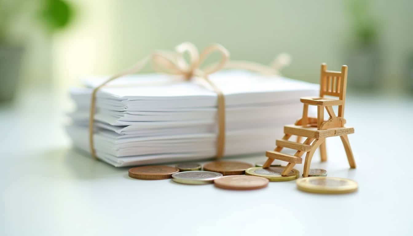 Document administratif et euros symbolisant les aides pour monte-escalier