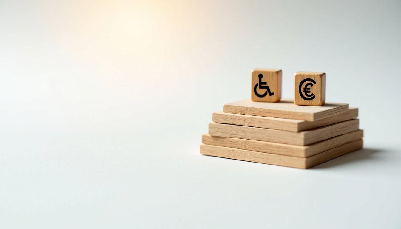 Document avec timbres et tampons symbolisant les aides pour monte-escalier